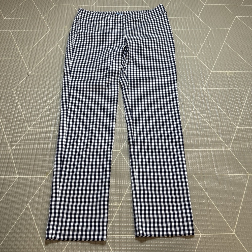 J. McLaughlin Masie Gingham Pants in Navy/White 12 Stretch Nautical Preppy